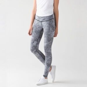 Lululemon Wunder Under Pant (Hi-Rise) Luon Spray Jacquard White‎ Black